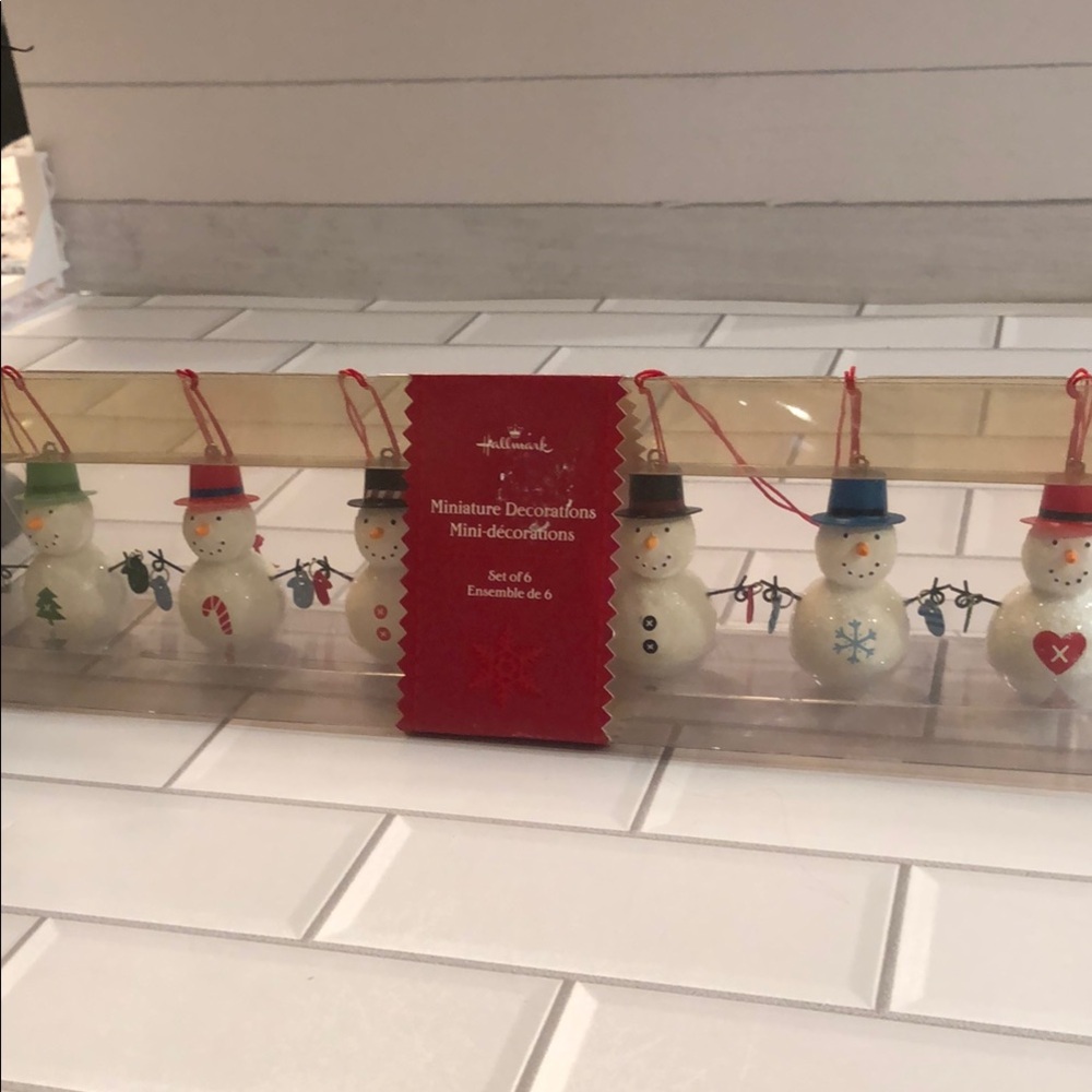 Hallmark Set of 6 White Snowman Mini Decorations - Holiday Ornaments